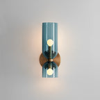Applique double cylindre en verre, opalin, fumé ou bleu – Fécamp allumée