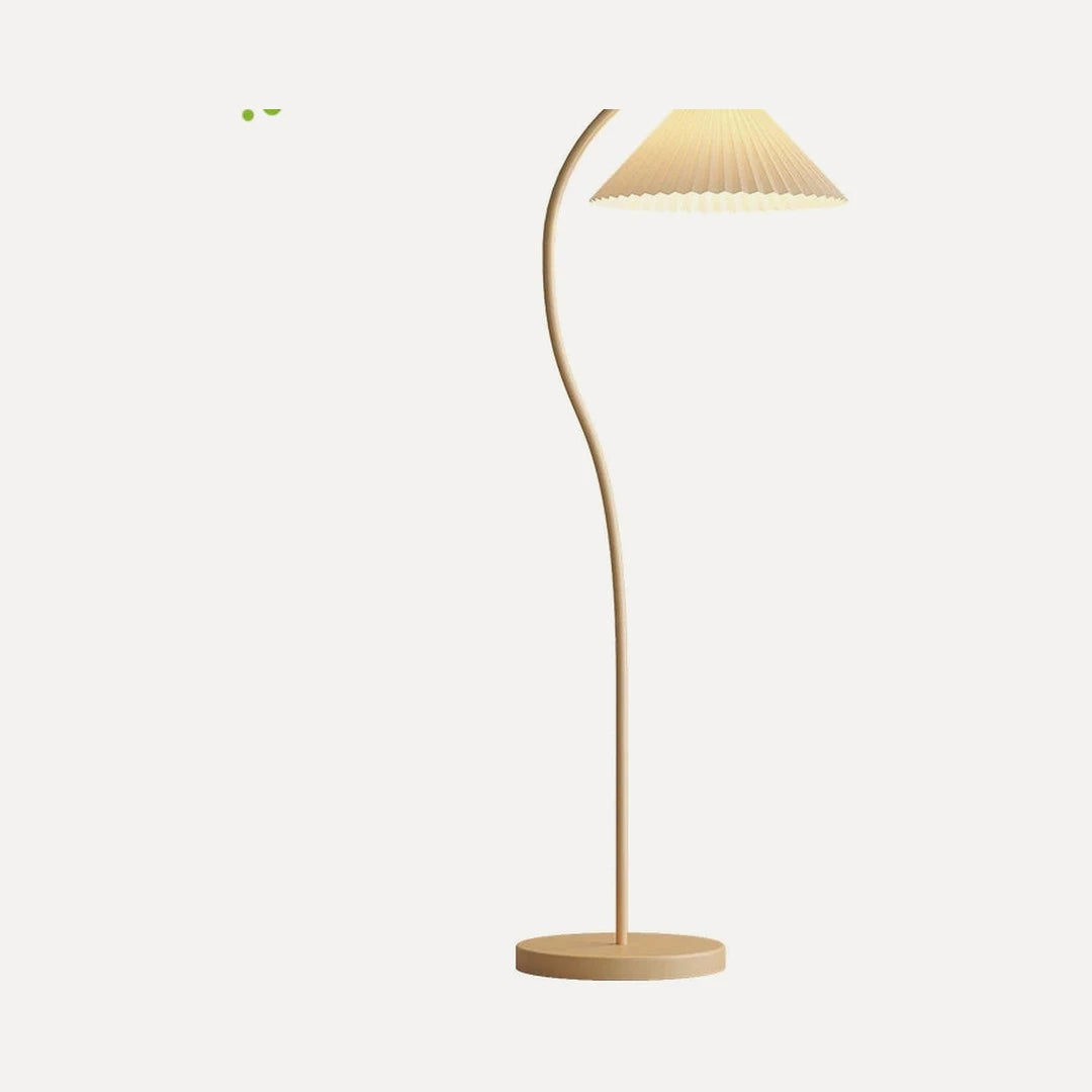 Lampadaire arc crème, abat-jour plissé incurvé – Hautvillers