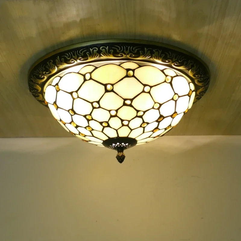 Plafonnier en verre coloré façon mosaïque, Ø 30 à 50 cm – Cappadoce dans un intérieur