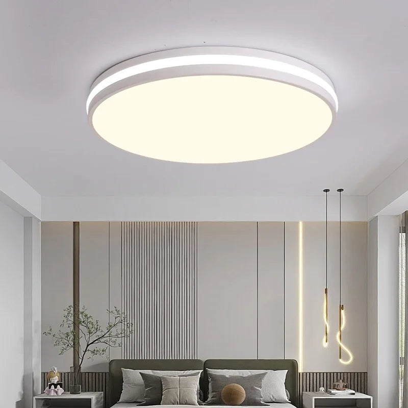 Plafonnier macaron LED, blanc, bois ou noir – Anglet, finition modèle A, blanc / Ø 40 cm