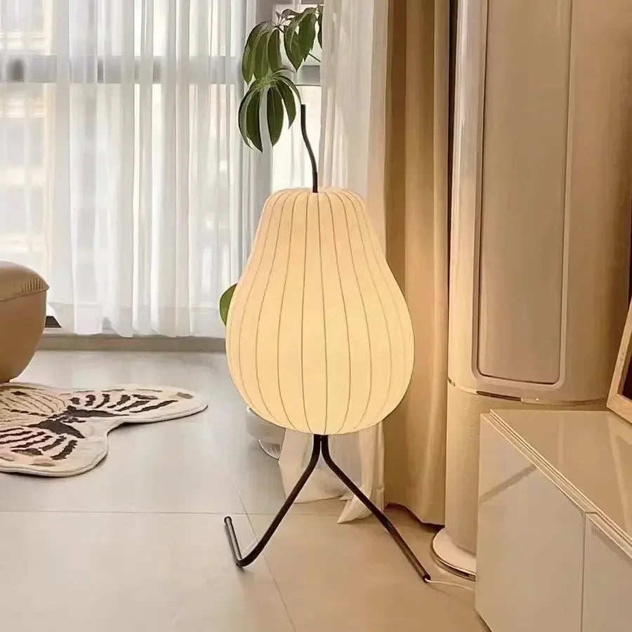 Lampadaire poire en soie, style japonais – Gion, vue d’ambiance