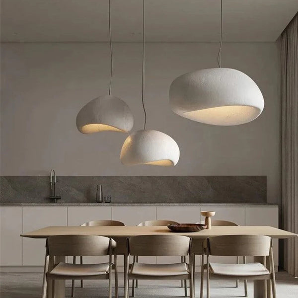 Suspension galet wabi-sabi blanc ou gris, Ø 30 à 60 cm – Teshima