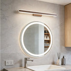 Applique LED barre IP44 brun café pour miroir, 40 à 100 cm – Cauterets, vue d’ambiance