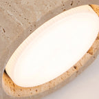 Petit plafonnier effet pierre jaune, Ø 11 cm – Saumane allumé