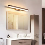 Applique LED barre IP44 brun café pour miroir, 40 à 100 cm – Cauterets, vue d’ambiance