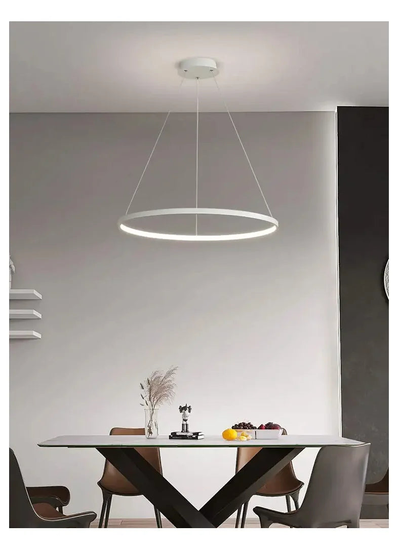 Suspension anneau de lumière LED, Ø 40 à 100 cm – Ermenonville, vue d’ambiance