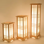 Lampadaire lanterne japonaise en bois – Takamatsu allumé