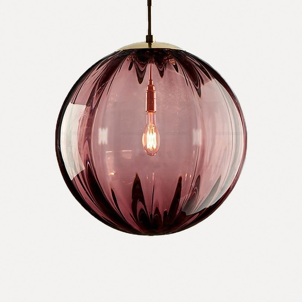 Suspension globe en verre côtelé coloré – Amalfi, sur fond blanc