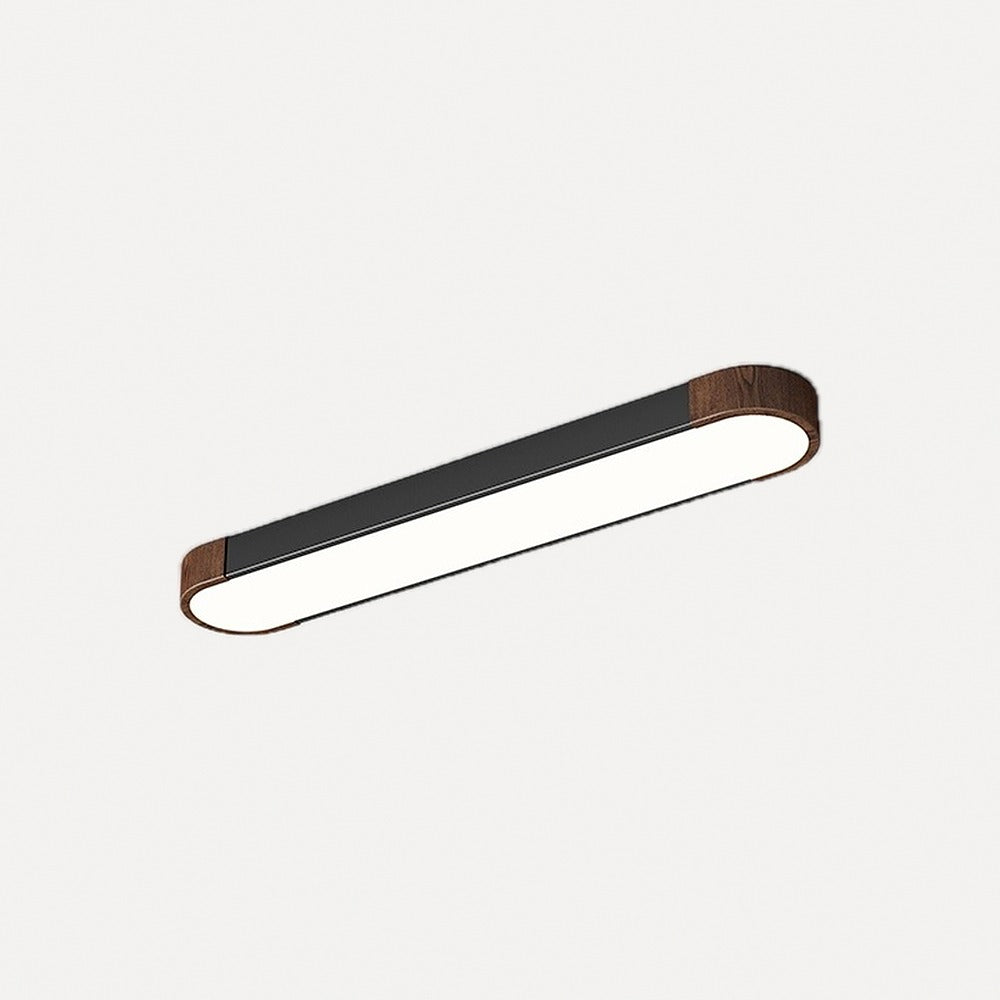 Plafonnier oblong effet noyer, blanc ou noir – Arashiyama, finition 80 cm, noyer et noir
