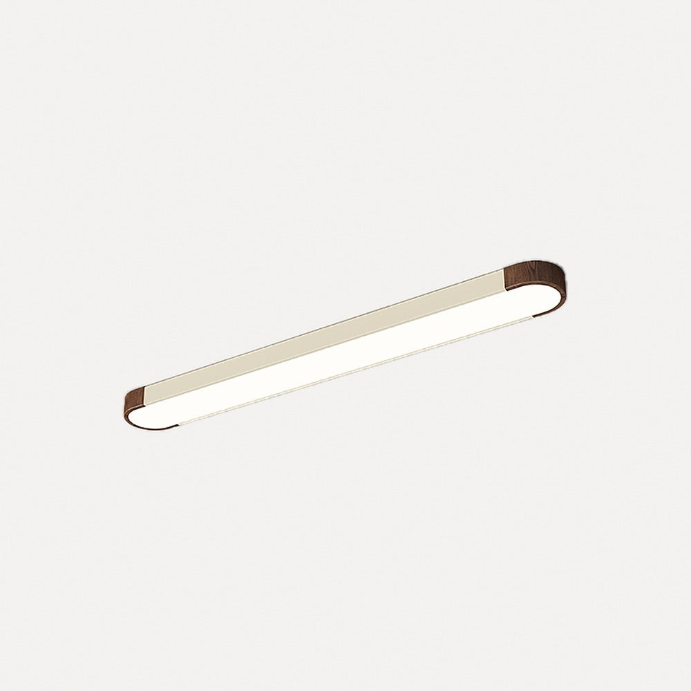 Plafonnier oblong effet noyer, blanc ou noir – Arashiyama, finition 100 cm, noyer et blanc