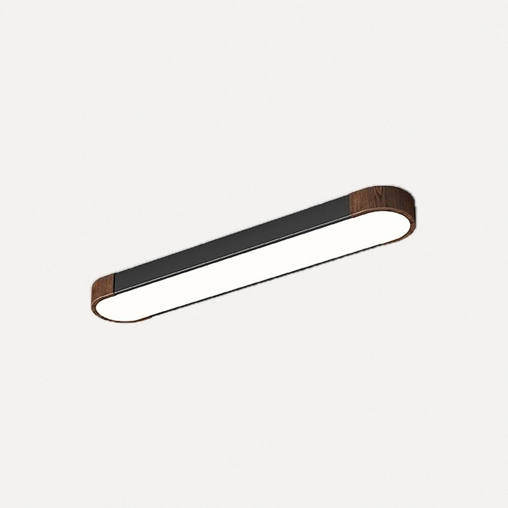 Plafonnier oblong effet noyer, blanc ou noir – Arashiyama, finition 60 cm, noyer et noir