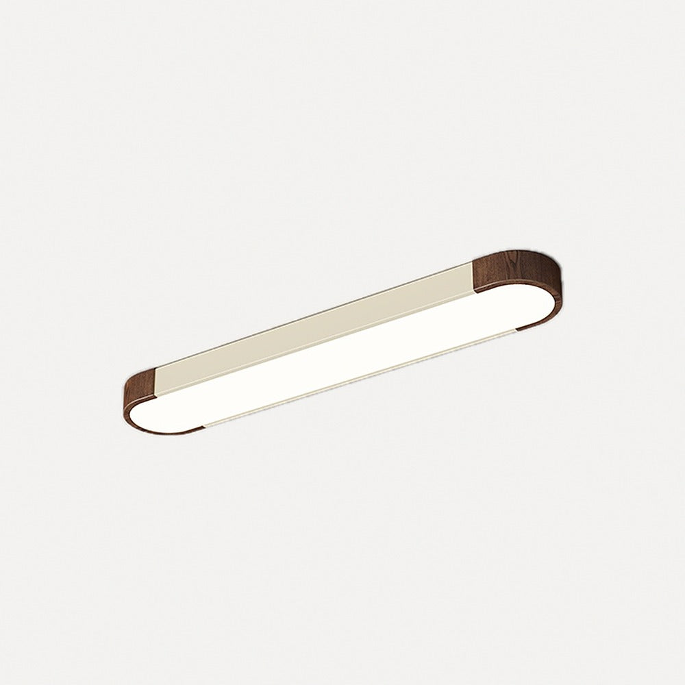 Plafonnier oblong effet noyer, blanc ou noir – Arashiyama, finition 80 cm, noyer et blanc