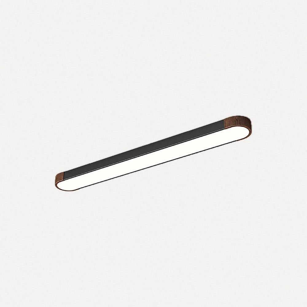 Plafonnier oblong effet noyer, blanc ou noir – Arashiyama, finition 100 cm, noyer et noir