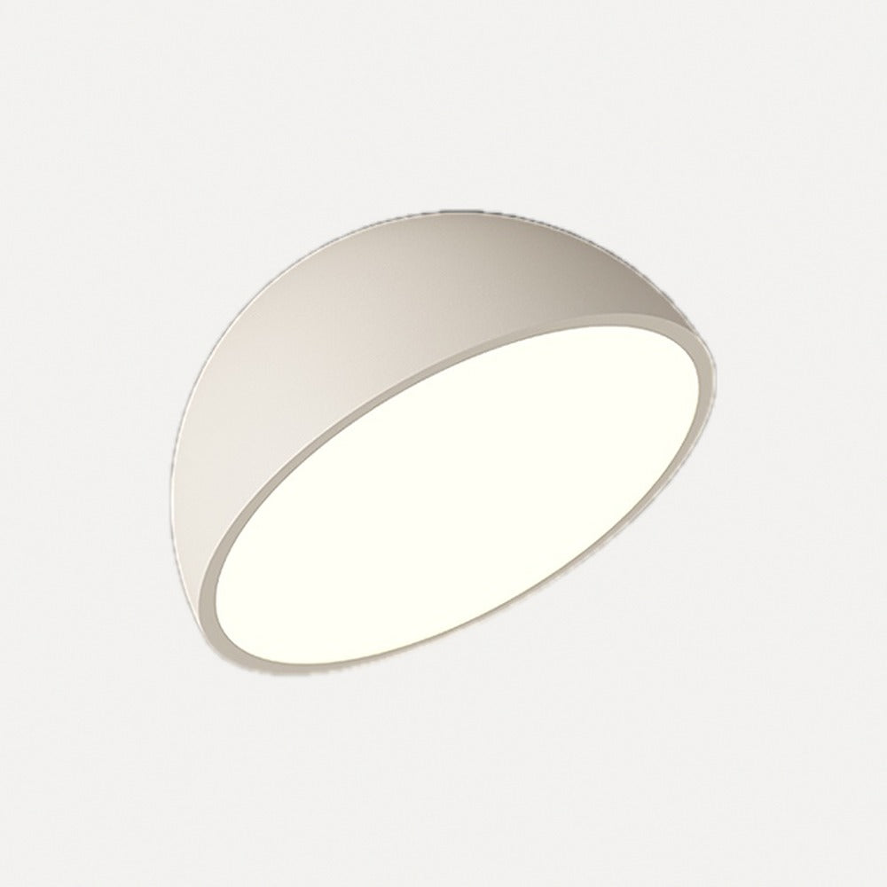 Plafonnier demi-sphère inclinée, noyer, blanc ou noir – Arcachon, finition blanc, Ø 30 cm