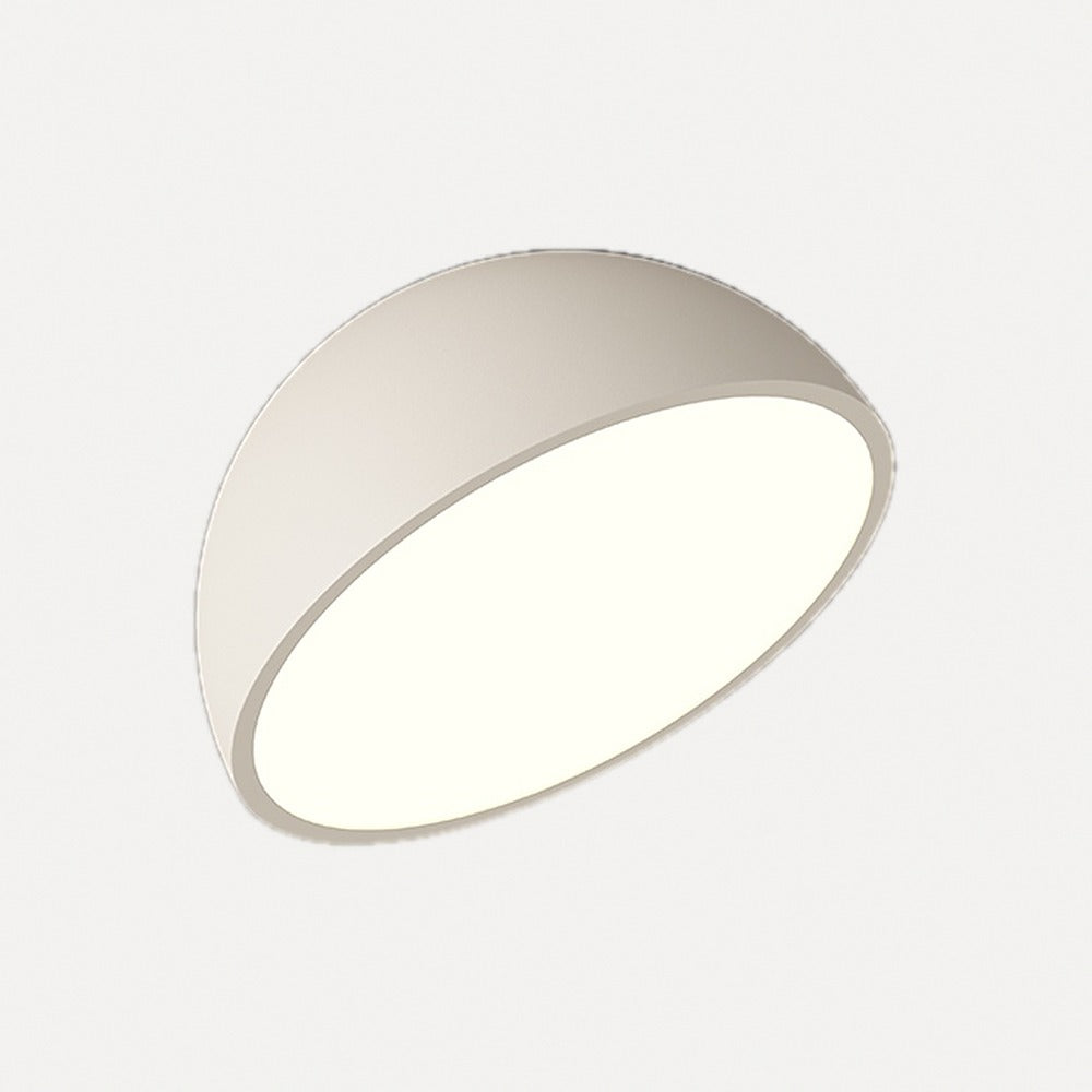 Plafonnier demi-sphère inclinée, noyer, blanc ou noir – Arcachon, finition blanc, Ø 50 cm