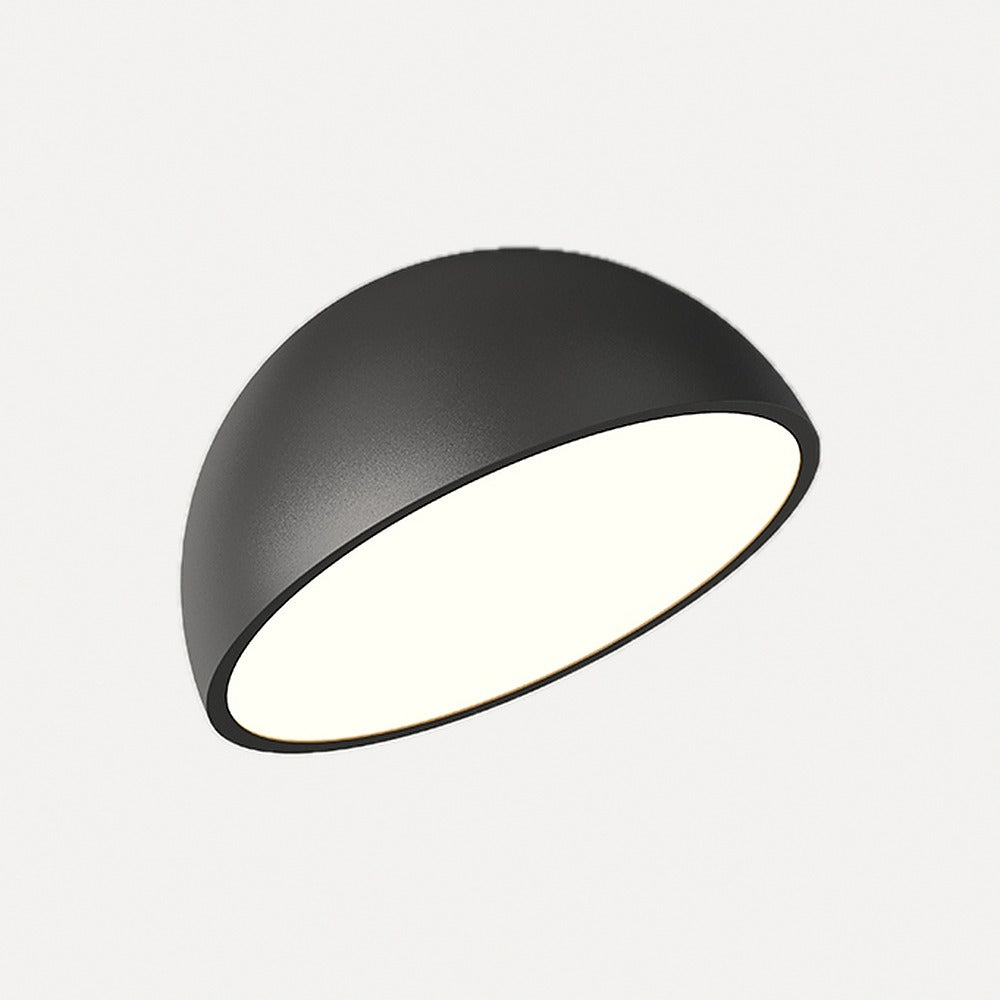 Plafonnier demi-sphère inclinée, noyer, blanc ou noir – Arcachon, finition noir, Ø 50 cm