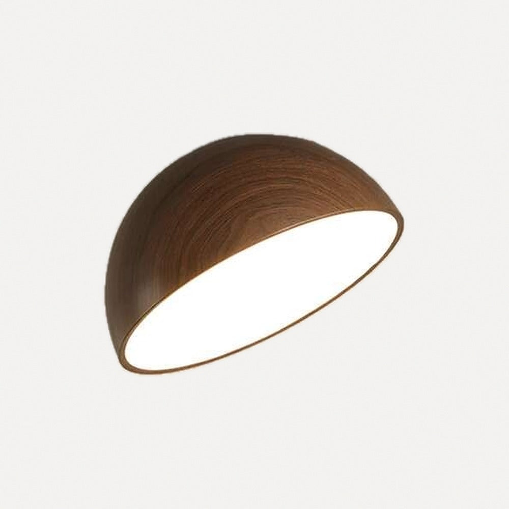 Plafonnier demi-sphère inclinée, noyer, blanc ou noir – Arcachon, finition noyer, Ø 40 cm