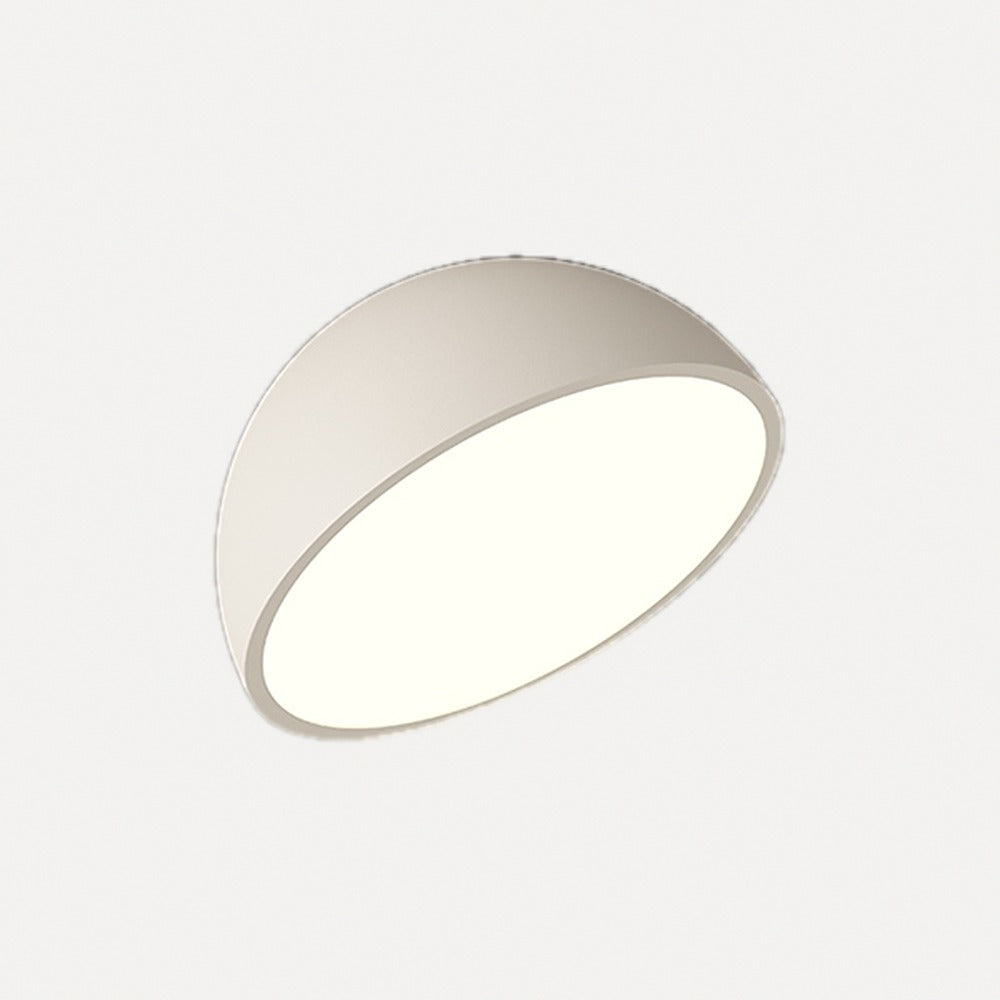 Plafonnier demi-sphère inclinée, noyer, blanc ou noir – Arcachon, finition blanc, Ø 20 cm