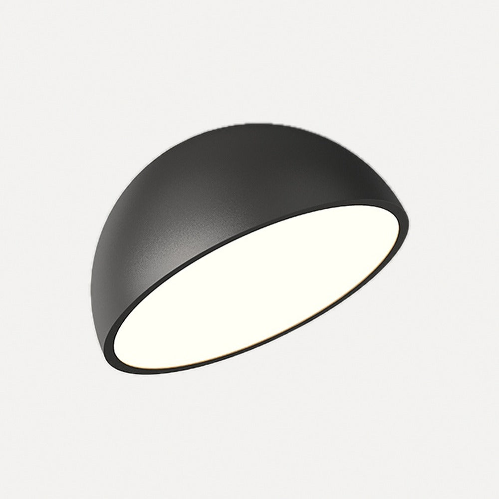 Plafonnier demi-sphère inclinée, noyer, blanc ou noir – Arcachon, finition noir, Ø 40 cm