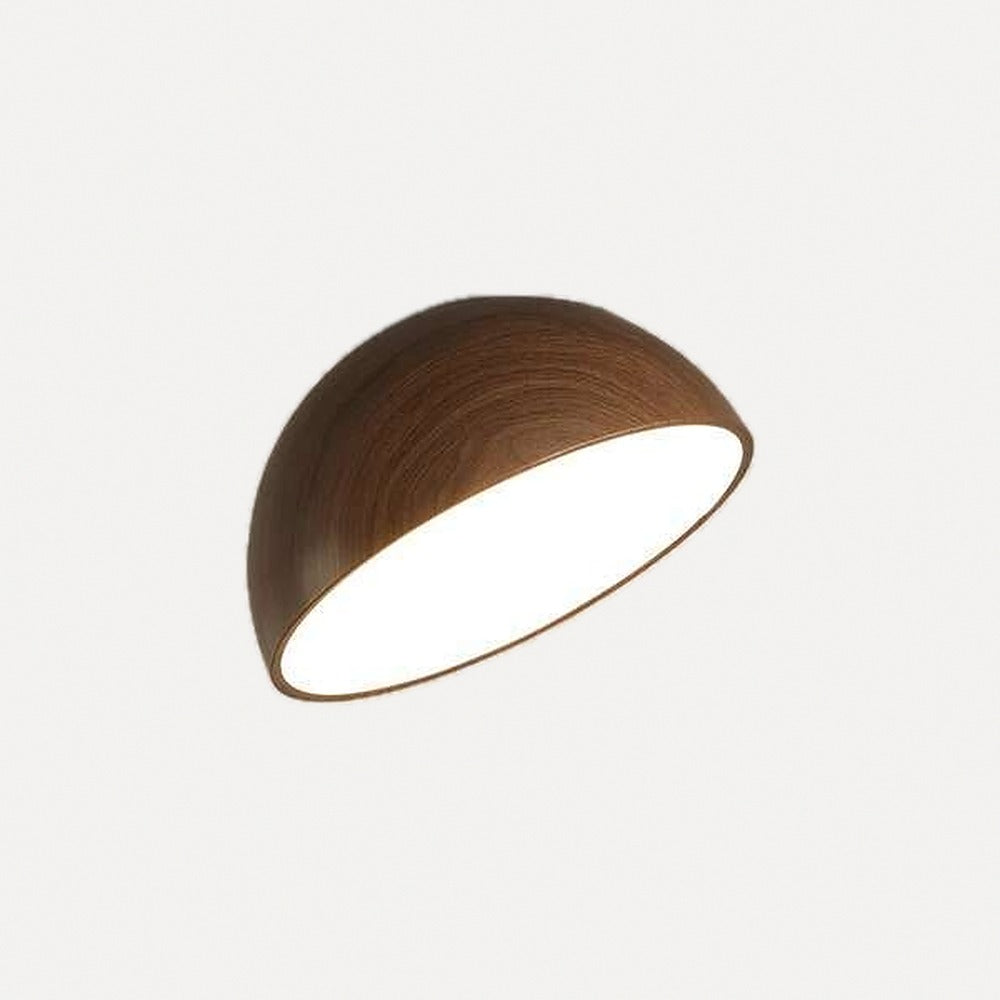 Plafonnier demi-sphère inclinée, noyer, blanc ou noir – Arcachon, finition noyer, Ø 20 cm