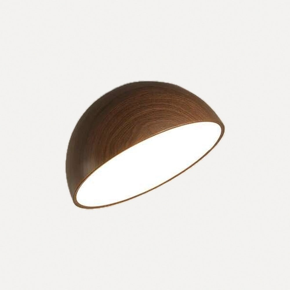 Plafonnier demi-sphère inclinée, noyer, blanc ou noir – Arcachon, finition noyer, Ø 30 cm