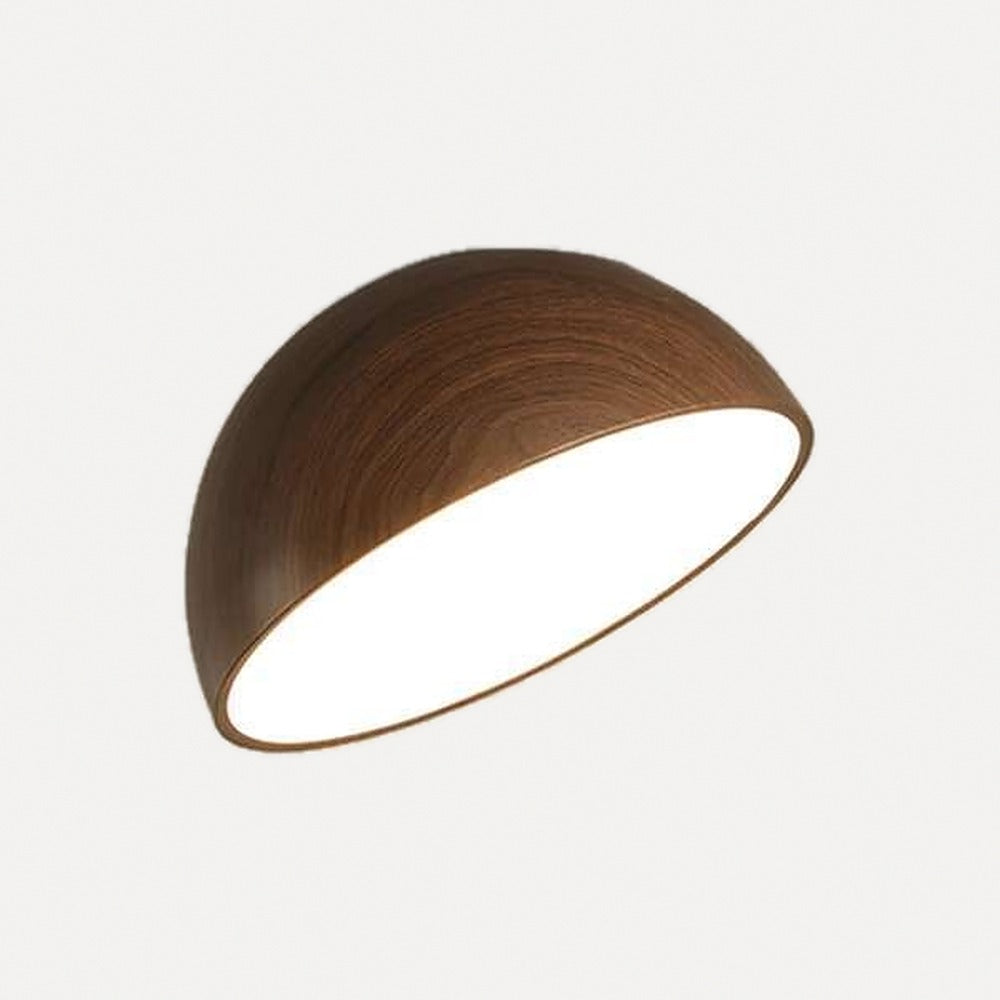 Plafonnier demi-sphère inclinée, noyer, blanc ou noir – Arcachon, finition noyer, Ø 50 cm