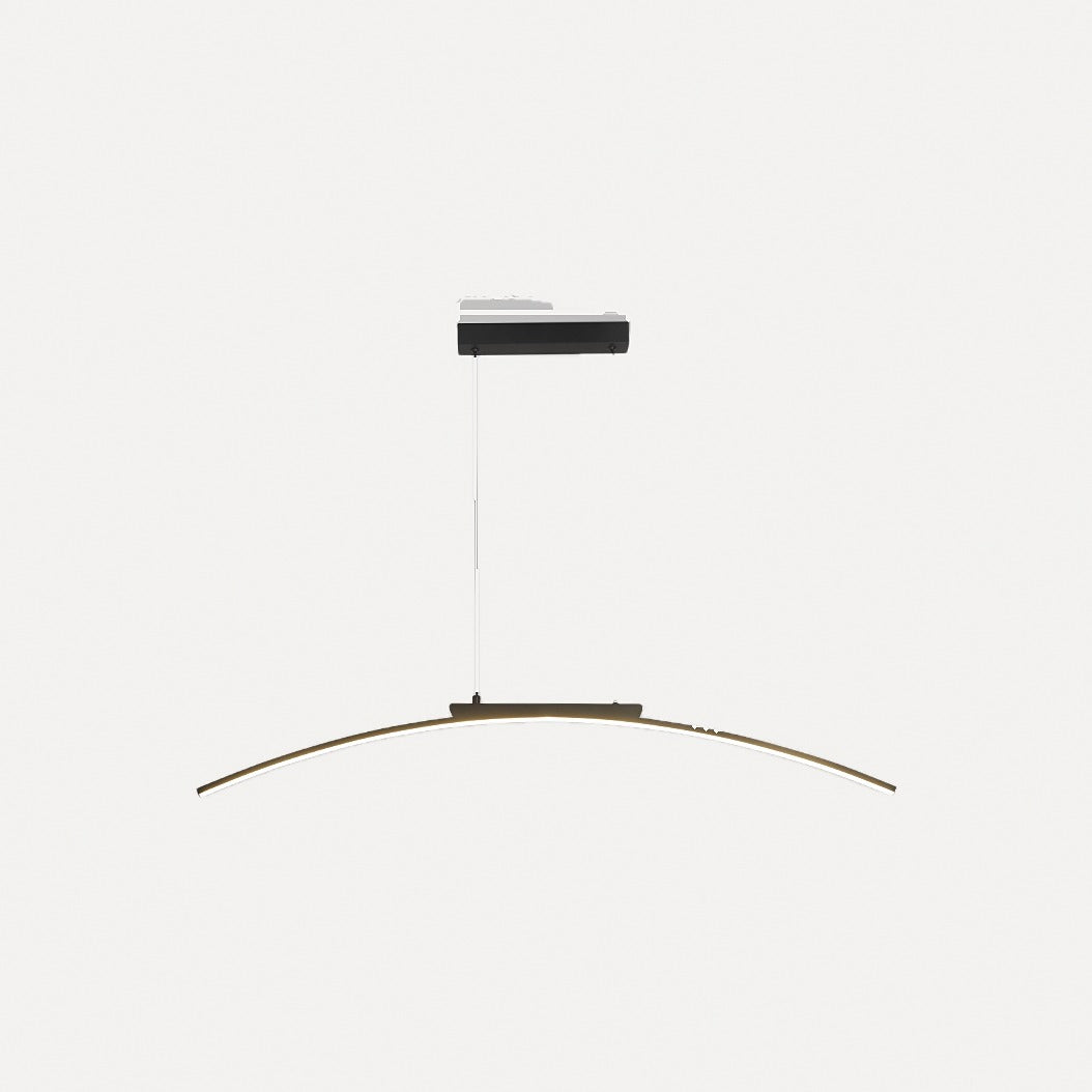 Suspension arc LED noire, ligne minimaliste – Arles, finition noir, blanc chaud