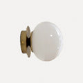 Applique boule de verre crème, blanc ou rose, esprit Bauhaus – Arona, finition blanc, doré