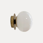 Applique boule de verre crème, blanc ou rose, esprit Bauhaus – Arona, finition blanc, doré