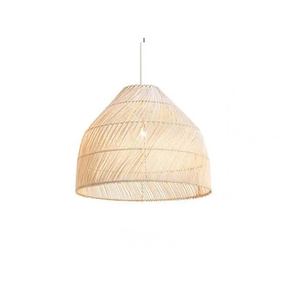 Suspension en rotin tressé main, huit formes, Ø 25 à 65 cm – Awaji, finition cloche évasée, Ø 50 cm