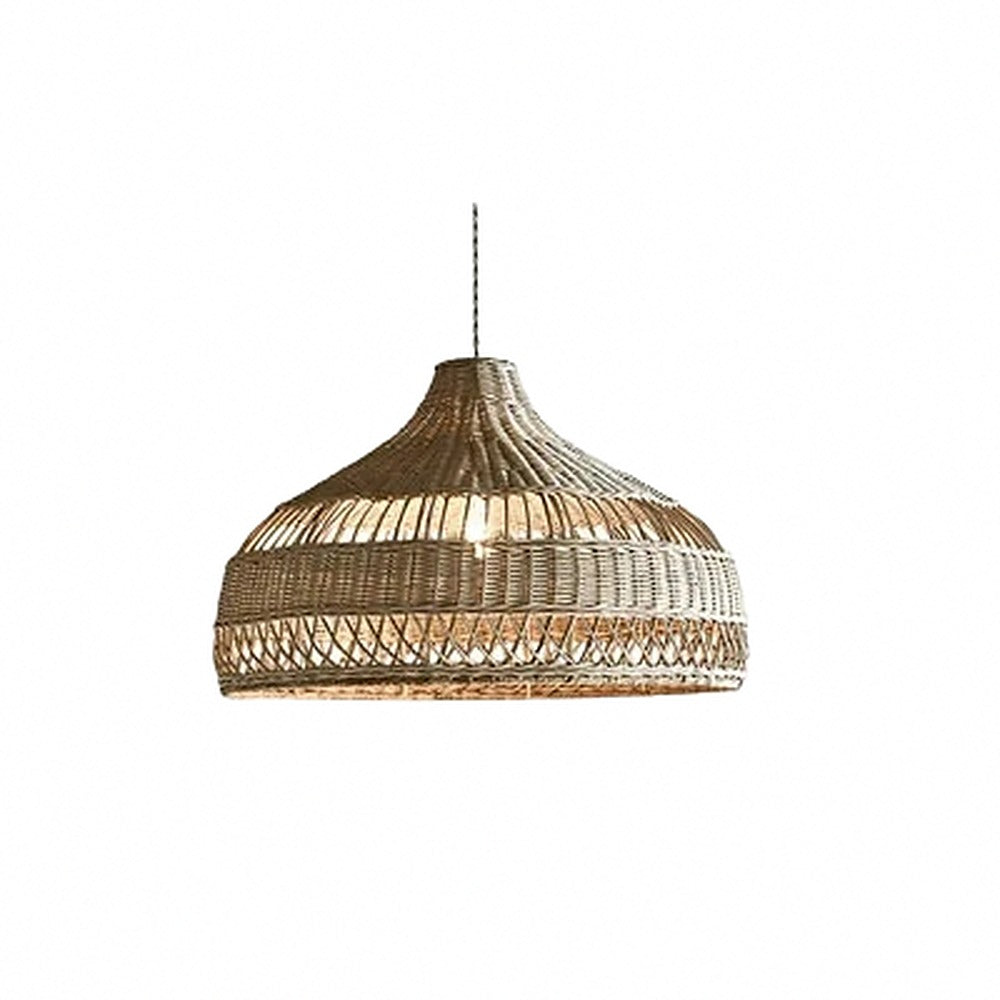 Suspension en rotin tressé main, huit formes, Ø 25 à 65 cm – Awaji, finition toit bicolore, Ø 50 cm