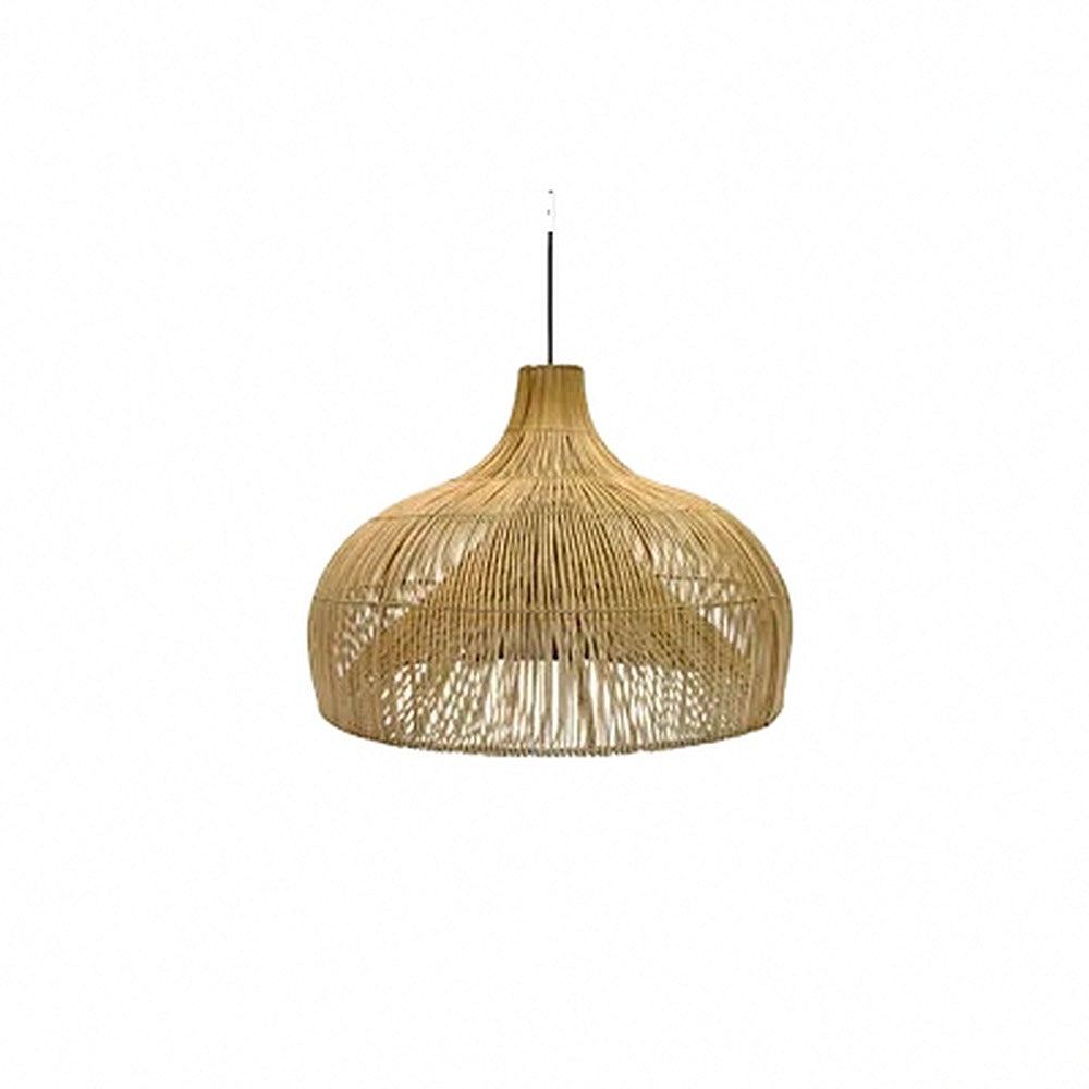 Suspension en rotin tressé main, huit formes, Ø 25 à 65 cm – Awaji, finition dôme ajouré, Ø 65 cm