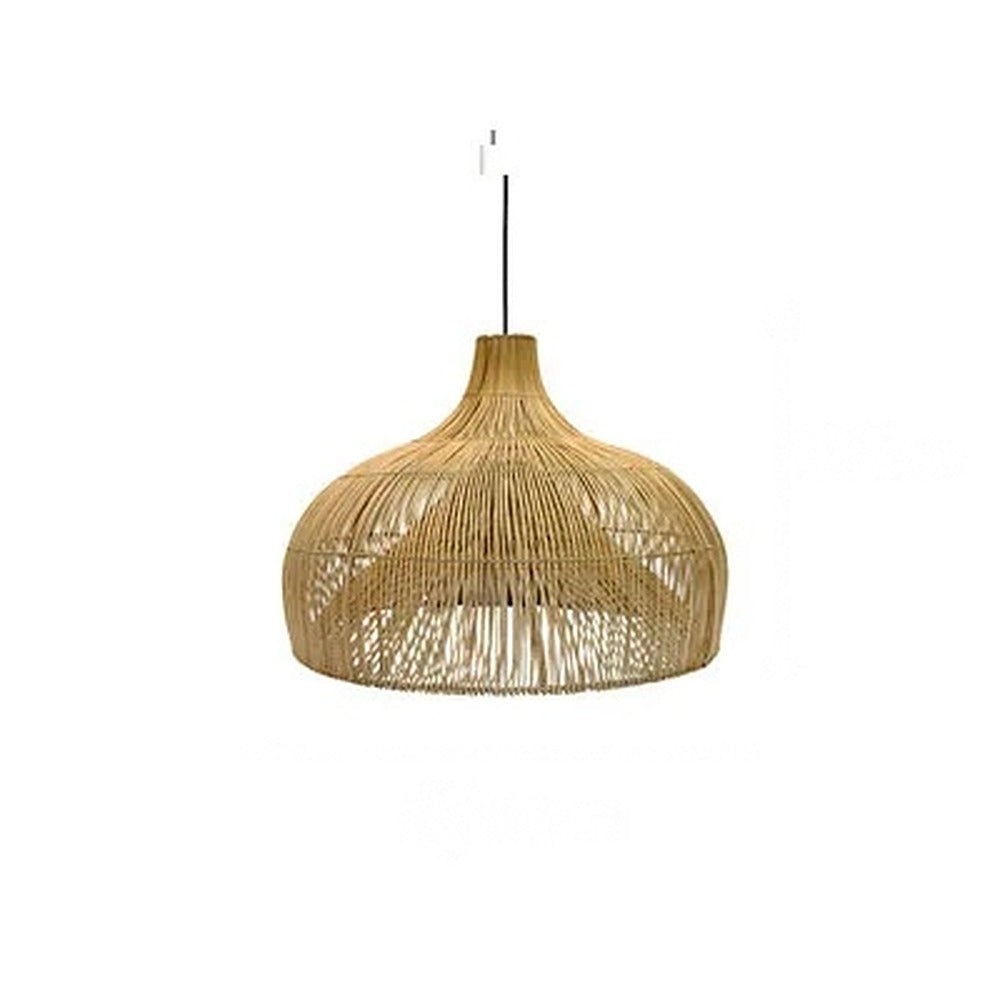 Suspension en rotin tressé main, huit formes, Ø 25 à 65 cm – Awaji, finition dôme ajouré, Ø 45 cm
