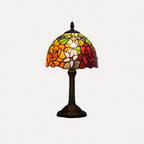 Lampe à poser vitrail coloré, pied bronze – Banyuls, sur fond blanc