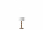 Lampadaire pied en bois tourné et abat-jour tambour – Bargème, finition lampe à poser, bois naturel