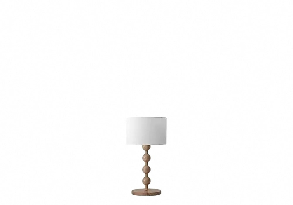 Lampadaire pied en bois tourné et abat-jour tambour – Bargème, finition lampe à poser, bois naturel
