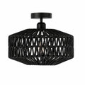 Plafonnier en rotin tressé main, Ø 30 cm, naturel ou noir – Begur, finition rotin noir