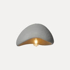 Suspension galet à texture minérale, style wabi-sabi – Beppu, finition coquille grise / Ø 50 cm / Blanc chaud 3500 K
