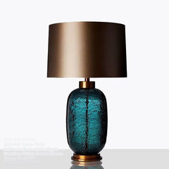 Vase bleu canard, abat-jour bronze