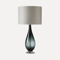 Amelia, lampe à poser pied carafe en verre fumé, abat-jour gris