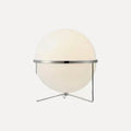 Lampadaire globes opalins et cadre chromé – Biarritz, finition globe posé, Ø 35 cm