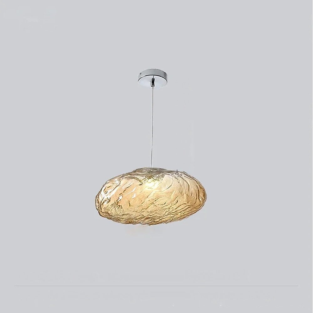 Suspension galet de verre ambré, transparent ou fumé – Bosa, finition ambré / Ø 25 cm