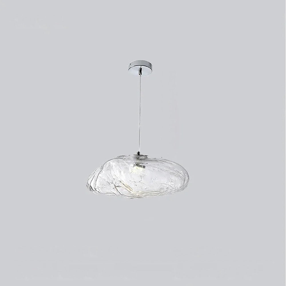 Suspension galet de verre ambré, transparent ou fumé – Bosa, finition transparent / Ø 25 cm