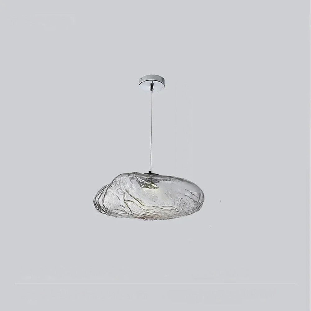 Suspension galet de verre ambré, transparent ou fumé – Bosa, finition fumé / Ø 25 cm