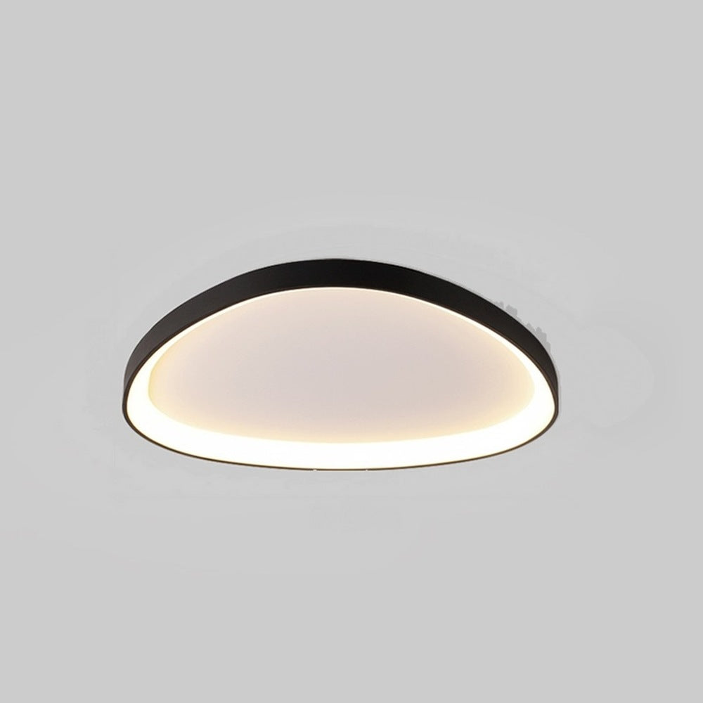 Plafonnier LED galets, blanc ou noir, un ou trois galets – Bozouls, finition noir, un galet Ø 42 cm