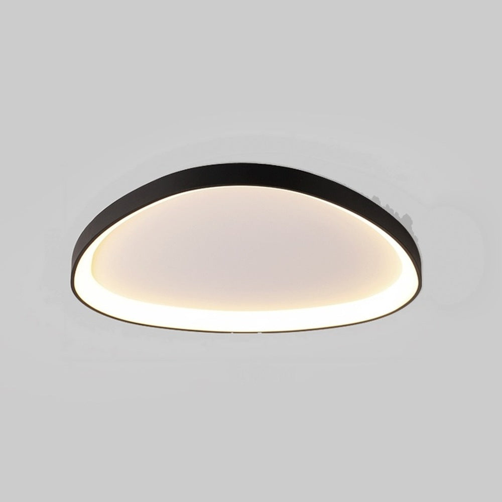 Plafonnier LED galets, blanc ou noir, un ou trois galets – Bozouls, finition noir, un galet Ø 62 cm