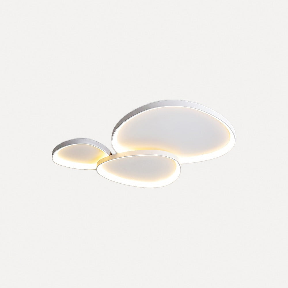 Plafonnier LED galets, blanc ou noir, un ou trois galets – Bozouls, finition blanc, trois galets 90 × 60 cm