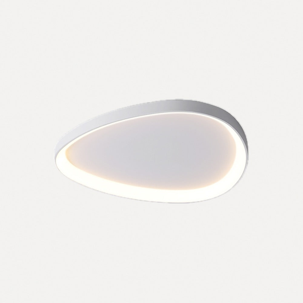 Plafonnier LED galets, blanc ou noir, un ou trois galets – Bozouls, finition blanc, un galet Ø 42 cm