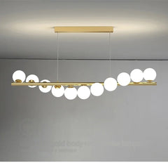 Globes opalins, 11 lumières, 112 cm