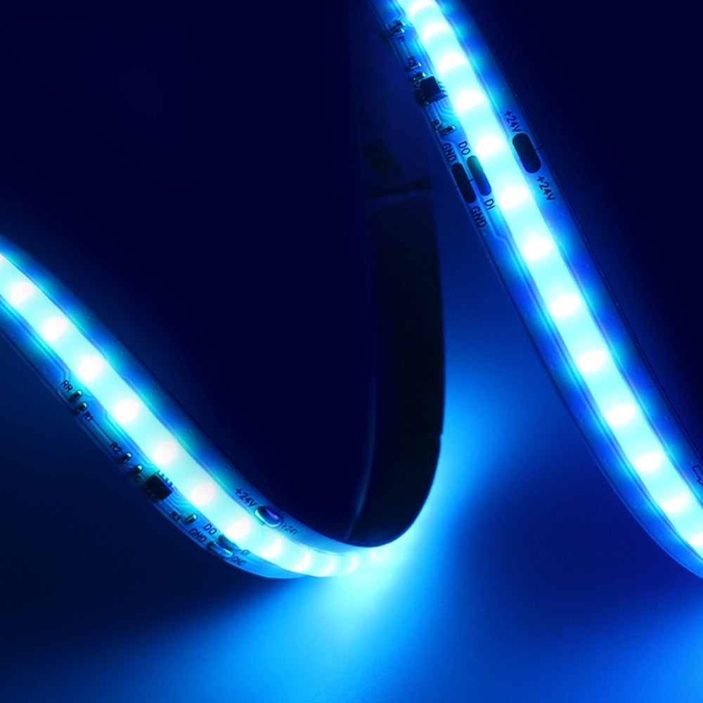 Ruban LED COB RGBIC, kit complet de 5 ou 20 m – Brillac allumé, gros plan
